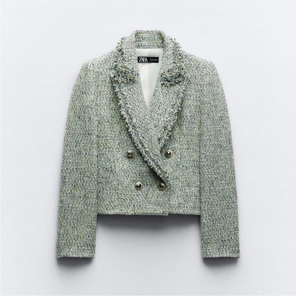 Zara Jackets & Blazers - EUC Zara green tweeted structured blazer, medium